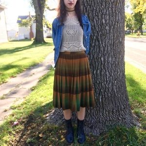 Reversible Vintage Pleated wool midi circle skirt